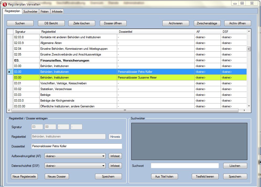 Registerpaln Registerplan